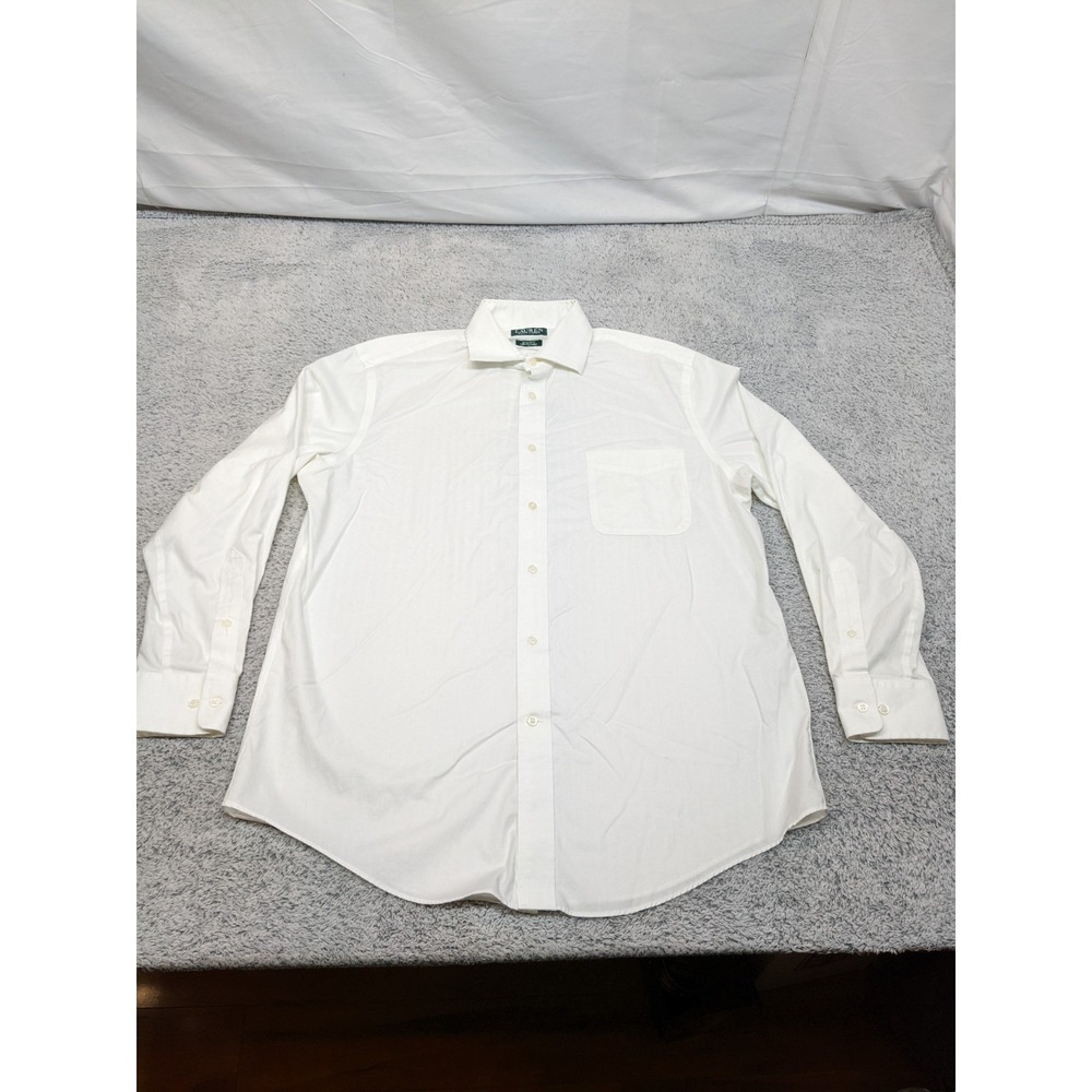 Lauren Ralph Lauren Mens Dress Shirt White 16-32/33 Large‎ Regular Fit Stretch